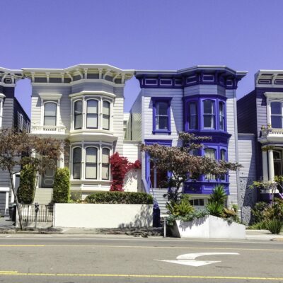 Vibrant colors of typical San Francisco houses.